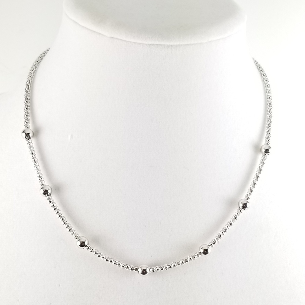 Epiphany Platinum & Sterling Bead Station Necklace